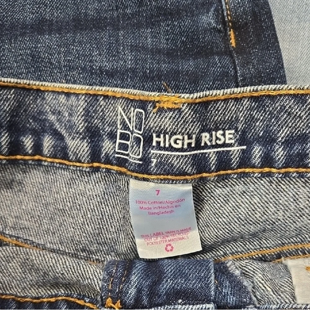NOBO Women's Jean Shorts - Dark Blue, Light Blue, Distressed Blue - Picture 5 of 5